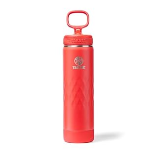 Takeya Sport 22 oz Triple-Insulated Stainless Steel Water Bottle, Straw Lid – Leakproof, Sweatproof, BPA-Free, Keeps Drinks Cold 36 Hrs, Hot 14 Hrs – Crimson