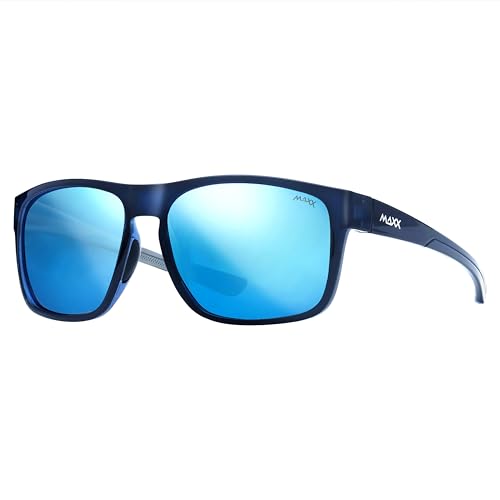 Maxx Aeronaut Polarized Sports Sunglasses – Blue Mirror Over Smoke Gray Lenses | TR90 Lightweight Full Frame | Polarized UV Protection for Fishing, Boating, Cycling & Outdoor Sports