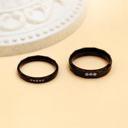 Yongxu Black Brick Pattern Men's and Women's Eternity Wedding Band Ring with Cubic Zirconia CZ Comfort Fit Couples Ring for Men Size 7-12|Women Size 5-114