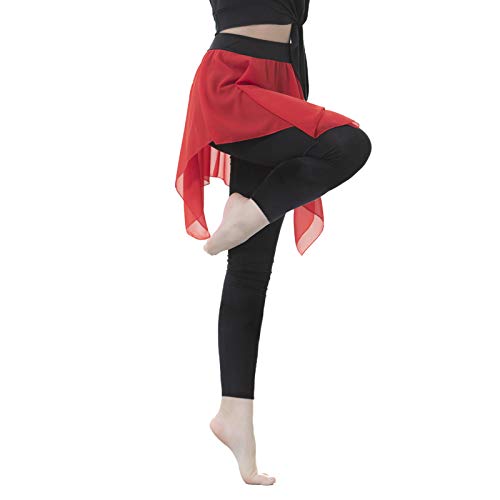Phomnd Leggings femininos 2 em 1 saia macia modal de chiffon calças assimétricas Slim Dance Yoga Pil