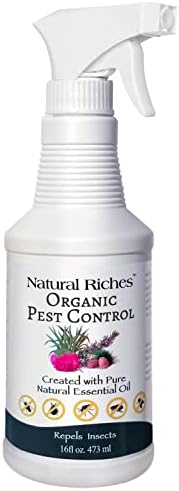 Natural Riches Organic Bug Spray Mosquito Repellent Insect Repellent for Flies Ticks Outdoor Indoor W/Essential Oils Campers Homes Kitchens Ants Spider Roach Eco-Friendly Pet Family Safe 16 oz