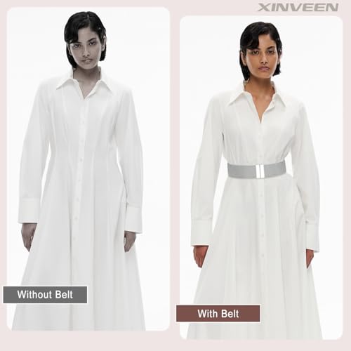 Chamqueen Wide Elastic Stretch Waist Belts Women Waistband Dress Vintage Belt2