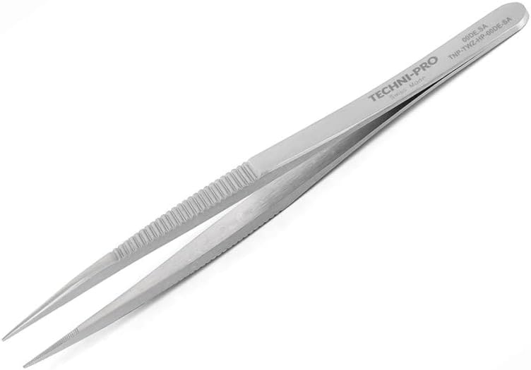 Techni-Pro TNP-TWZ-HP-00DE-SA - 4.7' High Precision Tweezers, Style 00D, Anti-Acid/Anti-Magnetic Stainless Steel, Thick