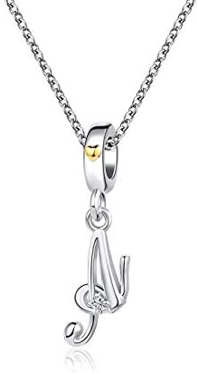 KunBead Jewelry Birthday Letter Initial Necklace Heart Love Crystal Alphabet Personalised Name Necklace for Women Girls