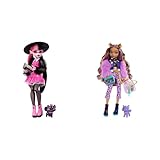 Produkt 2: Clawdeen Wolf setzt ein Zeichen mit einer Kunstpelzjacke und einer Caprihose mit Leopardenmuster; Eine Halskette, ein Gürtel und Plateauschuhe vervollständigen ihren Killer-Look