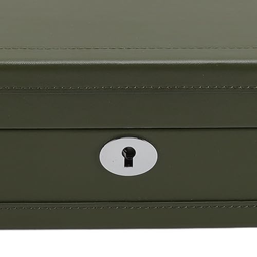 Obserwuj pudełko 10 gniazda, pudełko zegarek dla mężczyzn, elegancka obudowa wyświetlacza, uchwyt do przechowywania, zdejmowana poduszka, metalowe zapięcie, miękkie wnętrze, skóra (Zielony)