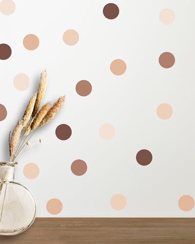 Image of Neutral Boho Polka Dot Wall Decals - 150 2-inch Brown Wall Stickersl | Earthy Rainbow Decor