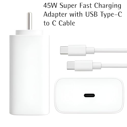 Image of Original Samsung 45W Type C Port Superfast Charger Compatible with Samsung Galaxy S24 Ultra /S24+ /S23 Ultra /S22 /S23 Fe /S21 Fe /5G,F55, M55 /A55 /A35 /S8 /S9 Plus /Z Fold /Z Flip /5 /3 /4 Galaxy Tab- White