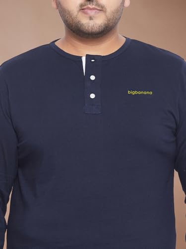 Image of Bigbanana Plus Size Men's Regular Fit Solid Henley Tshirt