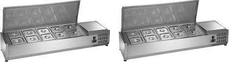 Arctic Air ACP55 55" Refrigerated Countertop Condiment Prep Station 10 Pan, Metallic (2-(Pack))