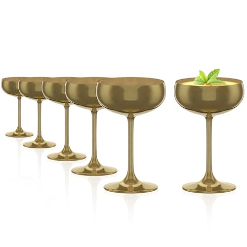 Stölzle Lausitz Verres à Champagne Elements Or Lot de 6 – 230 ml – Coupes en Cristal Idéales pour Champagne & Prosecco – Résistants au Lave-Vaisselle & aux Chocs – Qualité Allemande Supérieure