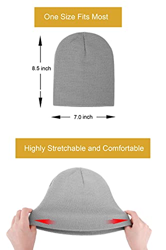Simplicity Womens Beanie Grey Beanie Women Men Solid Color Plain Acrylic Soft And Lightweight Knit Ski Skull Winter Beanie Hat, Grey #TOP4