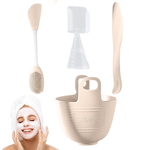 マッドフェイスカバーミキシングボウルセット - シリコン フェイシャル カバー ミキシング ツール キット (ボウル ブラシ付き) - シリコーンフェイシャルカバーミキシングツールキットプロフェッショナルスパフェイスシールドミキシングツール Hozilen