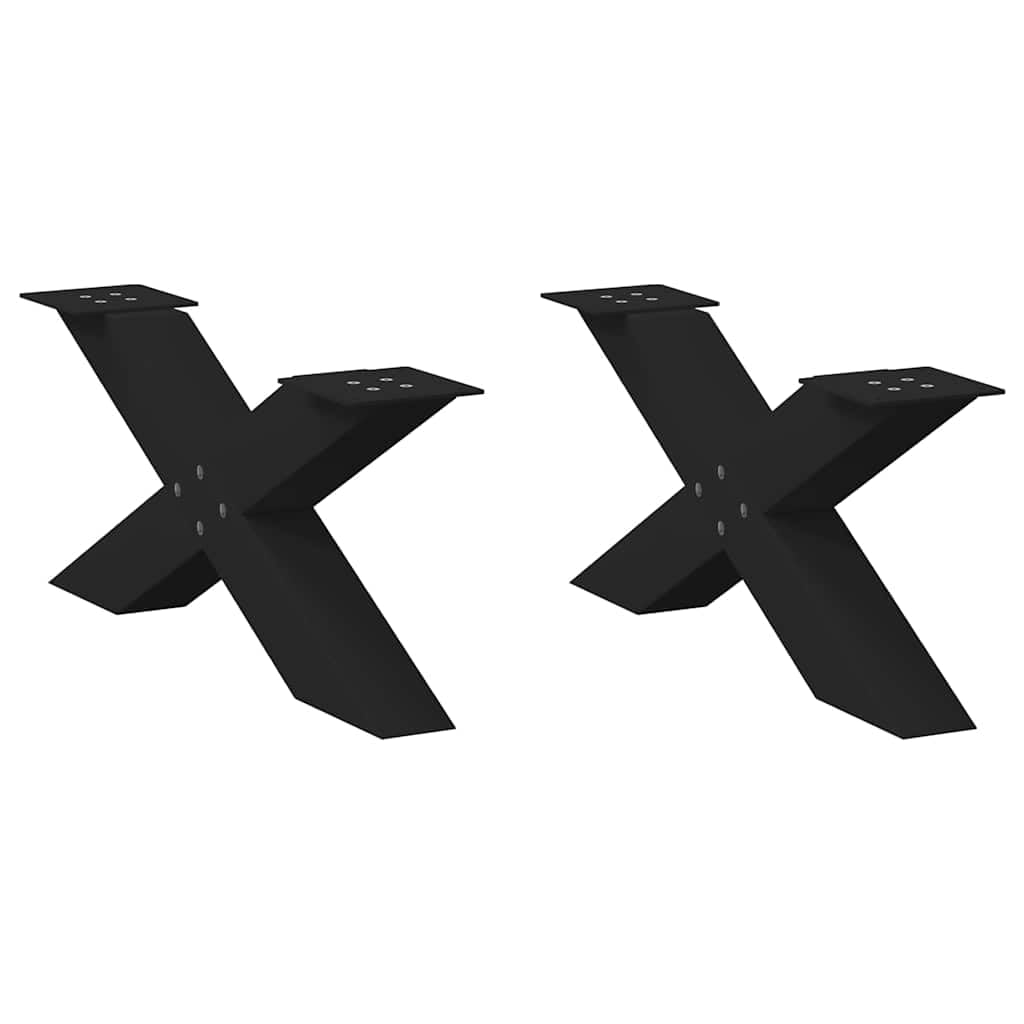 vidaXL Coffee Table Legs X-Shaped 2 pcs Black 70x(30-31) cm Steel — image 1