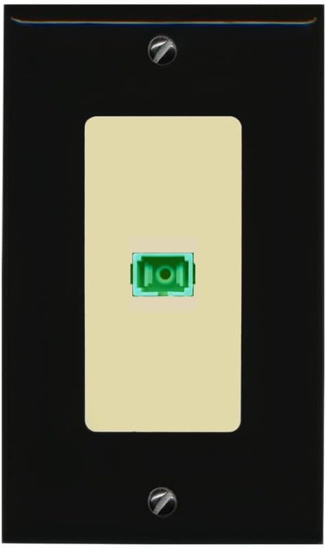 RiteAV 1 Port Fiber Optic Coupler Jack SC Simplex Singlemode APC Wall Plate - 1 Gang Decorative [Light-Almond]