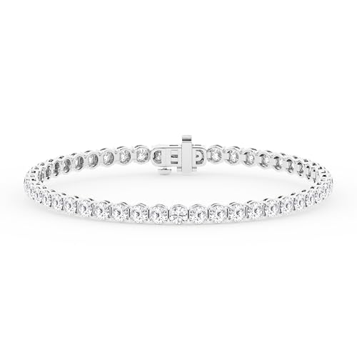 Belacqua 3 Carat Round Lab Grown Diamond Tennis Bracelet in 14K White Gold Size 7 Inches F Color VS2 Clarity 4 Prong Set Fine Jewelry for Women Gift Box Included