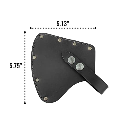 Valhalla Gear, Camper Axe Head Sheath, Protector Case, Hatchet Blade Safety Sleeve, Camping Accessories, Lumberjack Outdoors Essentials, Full Grain Leather, Handmade, Charcoal Black - Thumbnail 6
