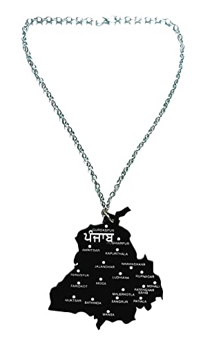 SNG Single One Side ਜ਼ਿਲ੍ਹਿਆਂ ਅਤੇ ਸ਼ਹਿਰਾਂ ਨਾਲ ਪੰਜਾਬ ਦਾ ਨਕਸ਼ਾ Punjab Map with Districts for Car Hanging Material-Acrylic Black Color