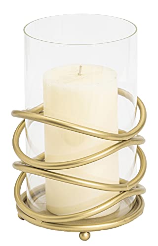 Hurricane Glass Pillar Candle Holder Craftsmanship with Removable Glass for Halloween, Christmas, Thanksgiving, New Year, Wedding Party Anniversary Home Decor, Gold