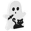 Dohia cute ghost halloween decorations wooden tiered tray decor table sign halloween decor wooden ghost sign for party home shelf display st1 ylbj black cat  urban country home decor