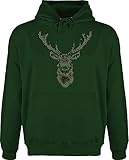 Shirtracer Weihnachten Geschenke Christmas Bekleidung - Hirsch Pixel - XL - Dunkelgrün - 3XL Hoodie - JH001 - Herren Hoodie und Kapuzenpullover für Männer