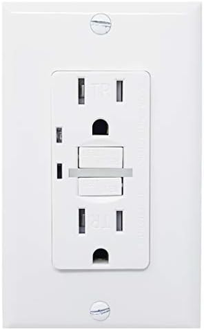 GFCI Outlet with Night Light 15A 120V UL Listed Tamper Resistant Lighted Duplex Receptacle GFI Nightlight LED Guide Light Wall Plates and Screws Included WHITE (1 Pack)