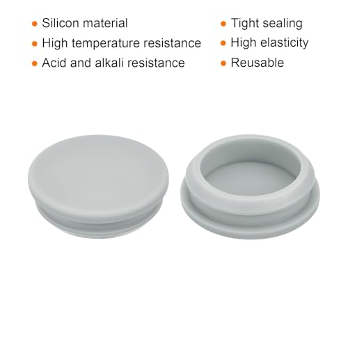 Image of MECCANIXITY 5pcs Silicone Snap in Locking Hole Plugs,36.6mm /1.4 Inch Mounting Diameter Narrow Groove Width 5mm Panel Seal Cover Round for Kitchen Bulkheads Waterproof Sealing Plugs Grey