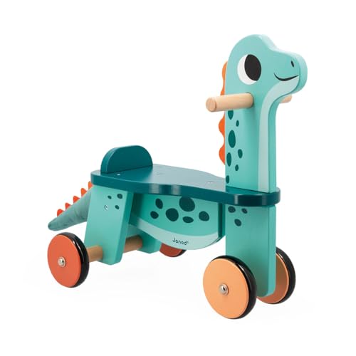 Janod Portosaurus-Porteur Dinosaure-Hauteur d'Assise 21 cm-Queue en Peluche Amovible-Développe...