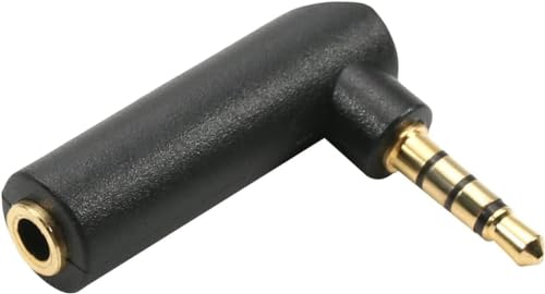 3.5mm Angle Male to Female Audio Adapter, 90 Degree Right Angle Gold-Plated TRS Stereo Jack Plug AUX Connector Compatible with Headset, Tablets, MP3 Players, Game Controller, Speakers