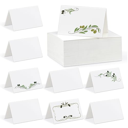 ISUSSER 195 Pcs White Blank Tent Place Cards, Table Seating Cards, Place Cards for Baby Showers, Anniversary, Reserved Seating, Wedding Name Place Cards (3.7 * 2.48)
