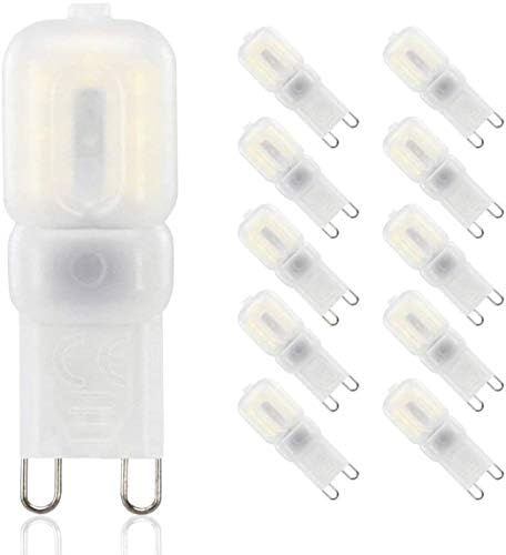 Velouer G9 Led Light Bulbs Dimmable Led Bulb 3W (Replace 25W Halogen) Chandelier Bulbs Energy Saving Bulb Daylight Cool White 6000K Indoor Lighting 10 Pack