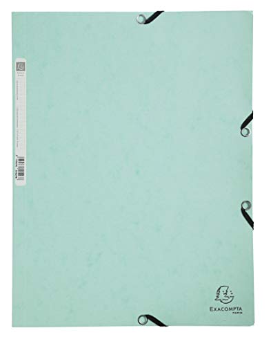 Exacompta 55533E Aquarel - Carpeta con gomas elásticas (3 solapas en cartulina satinada, 400 g/m2, para archivar documentos A4, color verde pastel