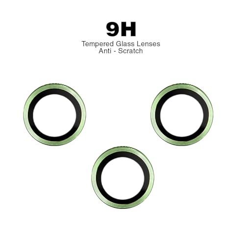 Image of Camera Lens Protector for Apple iPhone 15 | 9H Hardness, Full Coverage Camera Metal Ring Ultra-Thin /Clear (Green)