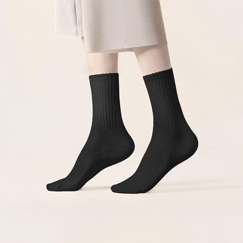 Image of VWU Women Men Crew Socks Cotton Dress Socks Ankle Neutral Casual Gilr Boy Solid Color Crew Socks SIze 5-12