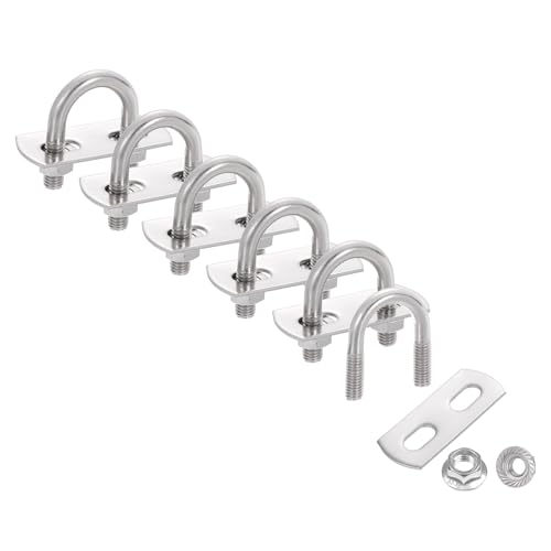 uxcell 6 Set 5/8" Inner Wide Round U Bolts, 1-3/8" Length 304 Stainless Steel U-Bolts with Flange Hexagon Nuts, Frame Plates for Trailer, Automotive, (16mm W x 34.8mm L)