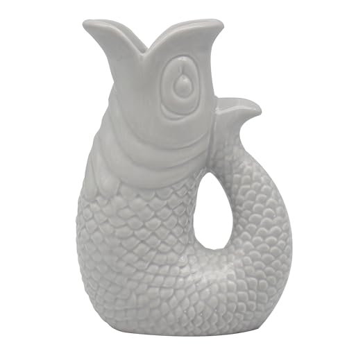The Leonardo Collection Fish Jug Vase Grey 20cm, Fish Jug / Vase Grey 20cm