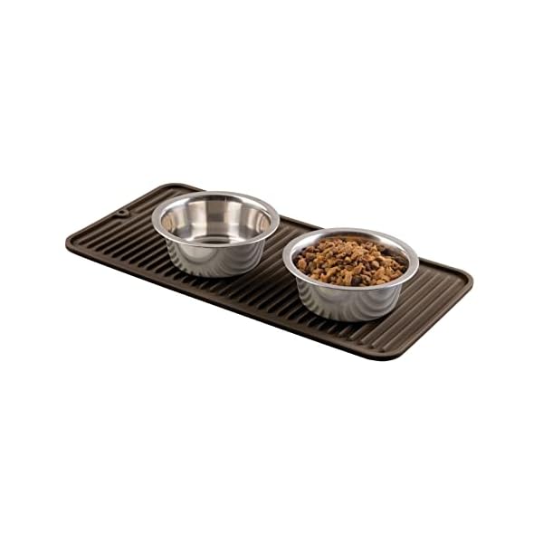 mDesign-Premium-Quality-Pet-Food-and-Water-Bowl-Feeding-Mat-for-Dogs-and-Puppies-Waterproof-Non-Slip-Durable-Silicone-Placemat-Raised-Edges-Food-Safe-Non-Toxic-Small-Espresso-Brown Feeding Mat for Dogs and Puppies