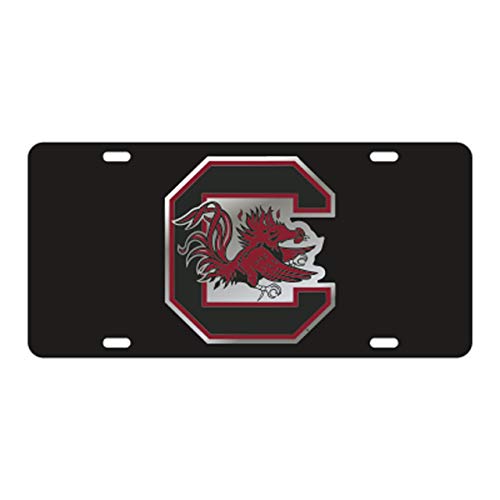 SOUTH CAROLINA GAMECOCKS Laser Cut Inlaid Mirrored Black Plate w/Logo