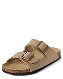 The Children's Place,Boys Casual Slip On Double Buckle Slide Sandals,Tan,Big Kid,2
