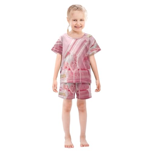 ALAZA 3D Ice Cream Pajamas Short Sleeve 2 Piece Sleepwear Top and Bottom Pajama Set Unisex3