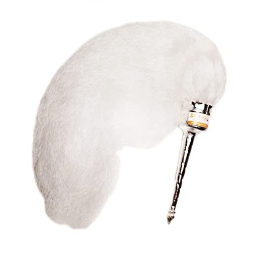 Image of Chawar Sahib for Home Puja | White Chaur /Chavar Sacred Fly Whisk with Metal Body | Traditional Chauri Fan for Deity Worship, Temple, Mandir & Aarti Rituals | 20 Inch Length | Pack of 1