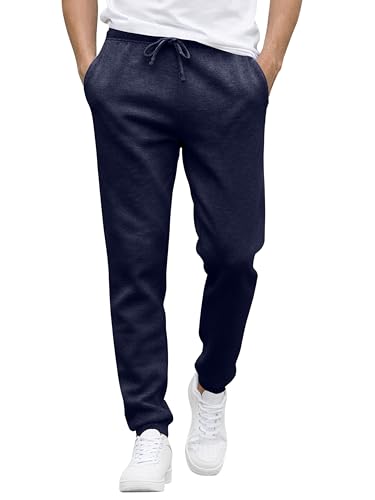 Love My Fashions Men Bottoms Joggers Lounge Pants Tracksuit Jog Bottom Fleece Zip Pockets 3XL Navy