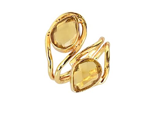 Veracity Jewelry Bridesmaid Jewelry Citrine Gemstone Pear Shape Gold Plated Adjustable Ring For Women * Citrine Gemstone Handmade Designer Fashion Statement Costume Rings Jewelry For Women - Vr-093 #TOP29