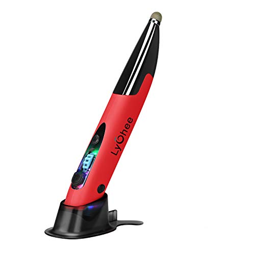 Wireless Pocket Pen Mouse Rechargeable, Lychee Left/Right-Handed Optical Ergonomic Mouse with Bluetooth and Stylus Function RGB Backlit Type-C & Micro USB Adapter for PC Laptop Notebook Mac (Red)