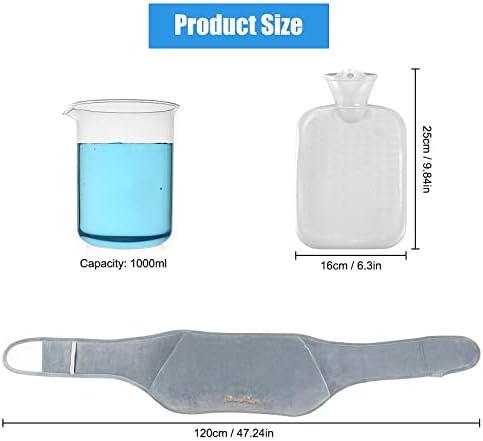 Hot Water Bottle with Cover UK, Yotako 3pcs Wrap Around Hot Water Bottle Belt Knitted Cover Soft Rubber Wearable Hot Water Bottle Pouch Waist for Pain Relief Kids Adults Menstrual Period - Warm Grey