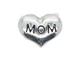 Silver MOM Heart Floating Charm