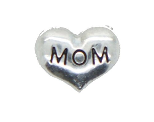 Silver MOM Heart Floating Charm