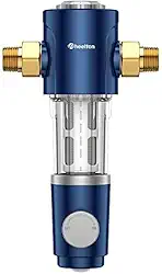 Filtro de sedimento giratório de 40 mícrons, filtro de água reutilizável para toda a casa, sistema de filtragem de pré-filtro lavável para água urbana/poço com autolimpeza, MNPT de 2,5 cm + FNPT de 3