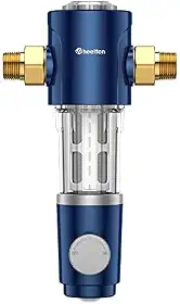 Filtro de sedimento giratório de 40 mícrons, filtro de água reutilizável para toda a casa, sistema de filtragem de pré-filtro lavável para água urbana/poço com autolimpeza, MNPT de 2,5 cm + FNPT de 3
