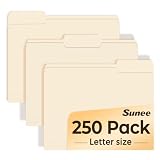 SUNEE Manilla Folders Letter Size (8.5 x 11 inches), 250 Per Box, 1/3 Cut Tab for Easy Labeling and Organization, Durable Standard Paper for Home, Office, School Filing
